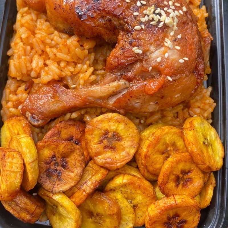 Jollof Rice & Plantain with Chicken or Turkey